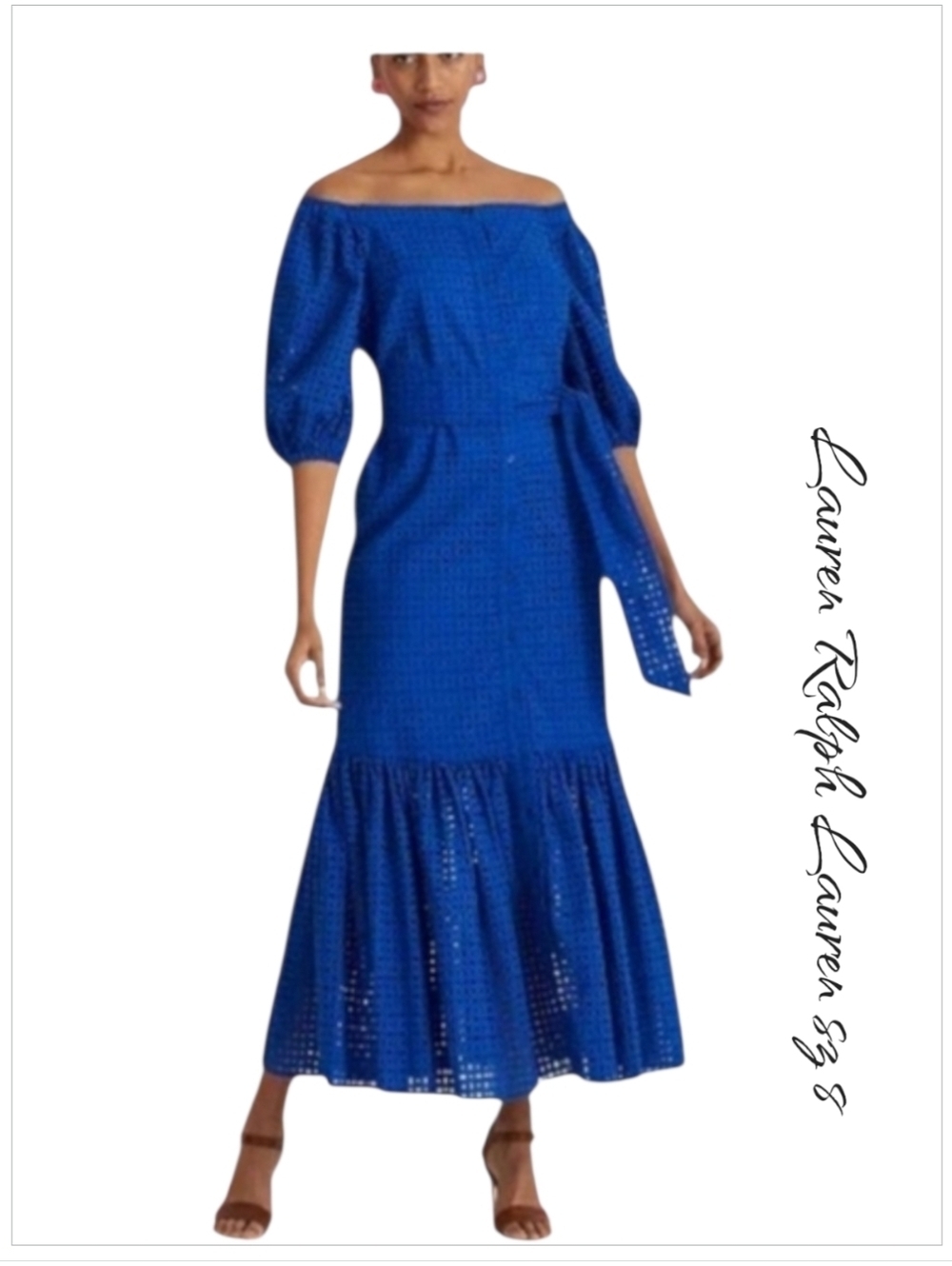 Lauren Ralph Lauren Eyelet Off the Shoulder Dress 8